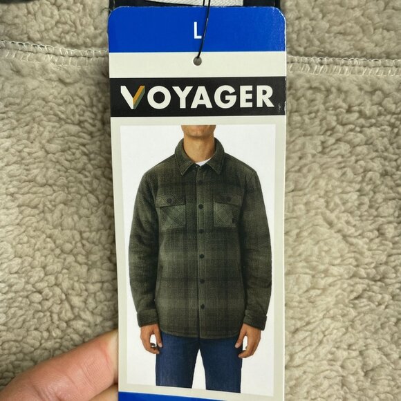 NEW Voyager Men's L Plaid Sherpa Lined Fleece Shirt Jacket - Picture 6 of 9
